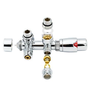 Chrome radiator aansluitset Haaks voor radiatoren met onder, Ophalen of Verzenden, Nieuw, Radiator, Hoog rendement (Hr)