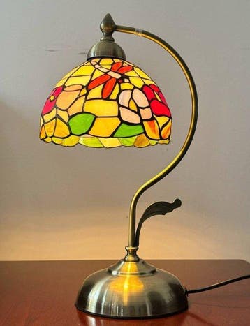 Lamp - Glas - Vintage Bloemen Tafellamp