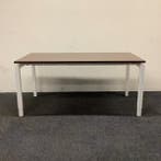 bureau 160x80 cm, hoogte verstelbaar - 4 poot, wit - bruin, Ophalen of Verzenden, In hoogte verstelbaar, Gebruikt