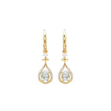 Hangoorbellen - 14 karaat Geel goud - 1.60ct. tw. Aquamarijn