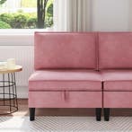 vidaXL Middelste Bank met Opbergruimte Roze Fluweel, Verzenden, Nieuw, Stof, Minder dan 150 cm