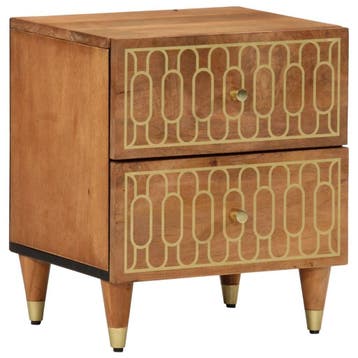 Nachtkastje Mangohout - Retro | Retourdeal 34% Korting, Minder dan 45 cm, Ophalen of Verzenden, Zo goed als nieuw, Minder dan 55 cm