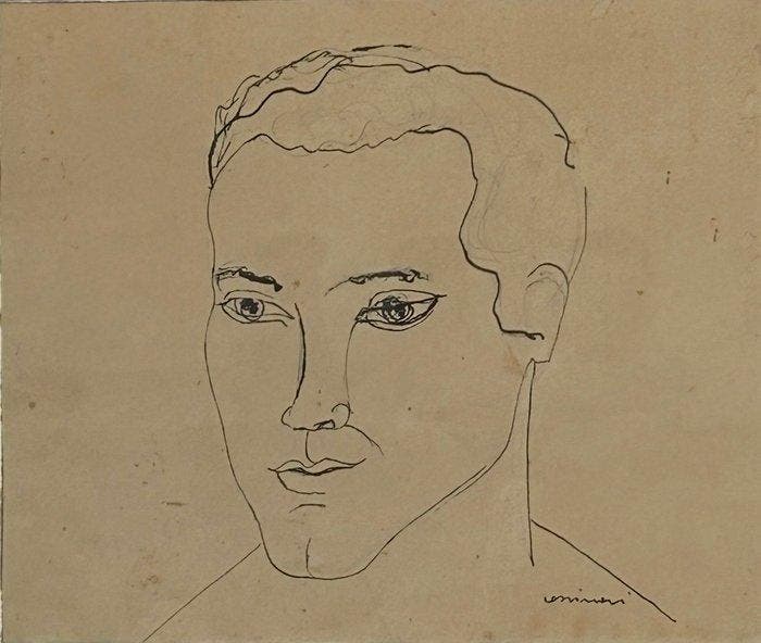 Bruno Cassinari (1912–1992) - Ritratto maschile, Antiek en Kunst, Kunst | Schilderijen | Klassiek