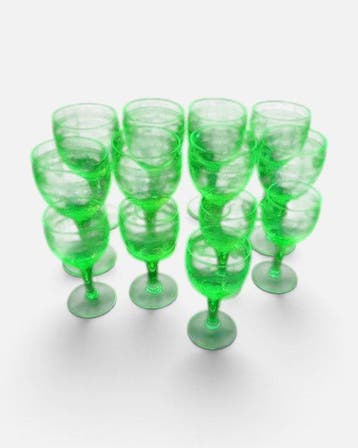 Drinkservies (13) - uraniumglas - Art Deco Uraniumglas 13