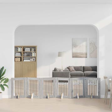vidaXL Opvouwbaar hondenhek met standaards 6 pcs Grijs, Dieren en Toebehoren, Verzenden, Nieuw