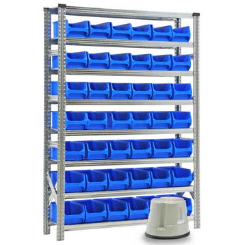Stellingen met bakken combinatieset legbordstelling incl. 42, Ophalen of Verzenden