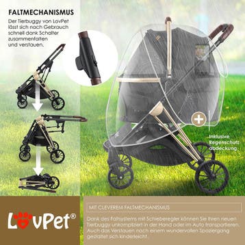 Hondenbuggy Klapbaar 25 kg - 360° Draaibaar 3-in-1 - Zwart -, Verzenden, Zo goed als nieuw