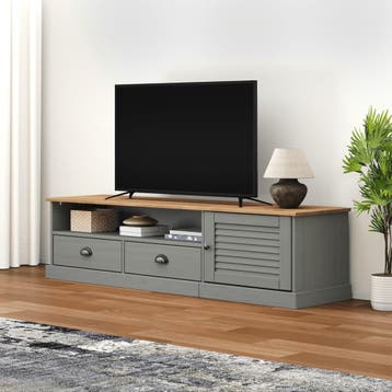 vidaXL Tv-meubel VIGO 156x40x40 cm massief grenenhout grijs, Huis en Inrichting, Kasten | Televisiemeubels, Verzenden, 150 tot 200 cm