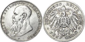5 Mark 1902 Sachsen-meiningen Georg Ii 1866-1914, Verzenden