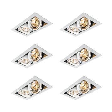 Set van 6 Inbouwspot wit AR111 verstelbaar 2-lichts - Oneon, Verzenden, Nieuw