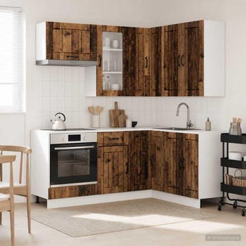 vidaXL Keukenblok LUCCA 8 pcs Oud hout Bewerkt hout, Verzenden, Nieuw, Bruin