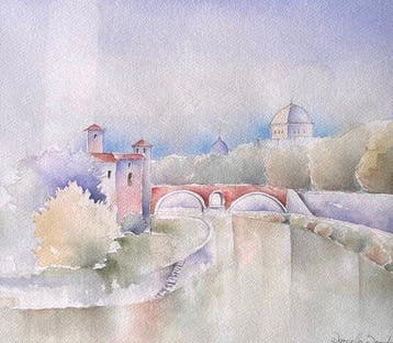Marcello Spada (XX) - Veduta di Roma con Isola Tiberina e, Antiek en Kunst
