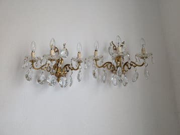 Wandlamp - Kristal - Brons en goud