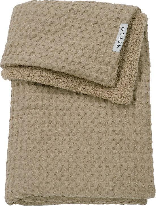 Meyco Baby Wafel Teddy ledikant deken - taupe - 100x150cm -, Huis en Inrichting, Slaapkamer | Matrassen en Bedbodems, Verzenden