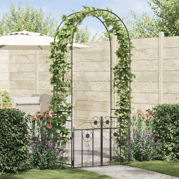 vidaXL Tuin Boog Zwart 102 x 50 x 218 cm Staal, Verzenden, Nieuw