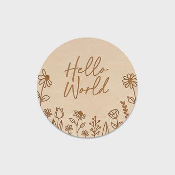 Houten Baby Aankondigingsbord 'Hello World' - Geboortegegeve, Verzenden, Nieuw