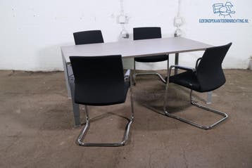 Ahrend verstelbare vergadertafel 180x90 antraciet eiken, Verzenden, Gebruikt