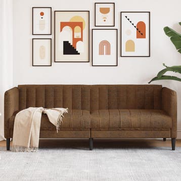 vidaXL Driezitsbank kunstsuède bruin, Huis en Inrichting, Verzenden, Leer, Minder dan 150 cm, Driepersoons