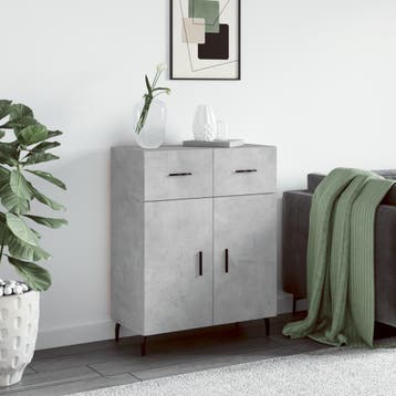 vidaXL Dressoir 69,5x34x90 cm bewerkt hout betongrijs, Verzenden, Nieuw, Overige houtsoorten, Minder dan 50 cm