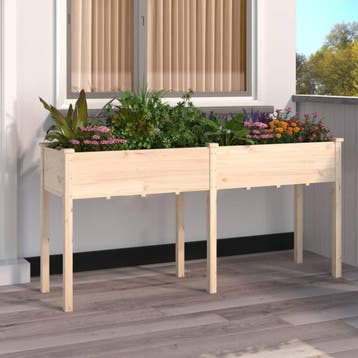 vidaXL Plantenbak met voering 161x45x76 cm massief vurenhout, 100 cm of meer, Verzenden, Nieuw, 60 cm of meer