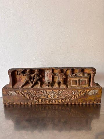 sculptuur, Rarità - Pannello di Carretto Siciliano in legno