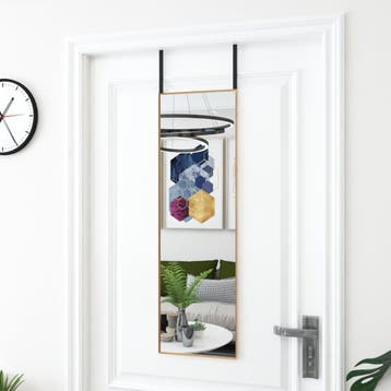 vidaXL Deurspiegel 30x100 cm glas en aluminium goudkleurig, Huis en Inrichting, Woonaccessoires | Spiegels, Verzenden, Nieuw