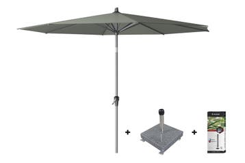 Platinum Riva stokparasol 3 m. rond - Olive met voet en hoes, Verzenden, Nieuw, Overige materialen