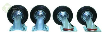 2x Zwenkwiel En 2x Bokwiel - 125 Mm - Draagvermogen Van Ca., Doe-het-zelf en Verbouw, Zwenkwielen, Ophalen of Verzenden, Nieuw