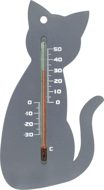 Kunststof Muurthermometer 15cm Grijze Kat voor Binnen en..., Verzenden, Nieuw