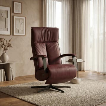 Leren relaxfauteuil met hartbalans Pure - Toledo Bordeaux, Huis en Inrichting, Bohemian, Industrieel, Modern, Scandinavisch, Nieuw