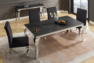 Design eettafel MODERN BAROK 180 cm zwart antraciet chroom, Ophalen of Verzenden, Nieuw