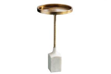 Design bijzettafel TRAYFUL 60cm antiek goud wit marmeren, Huis en Inrichting, Tafels | Sidetables, Ophalen of Verzenden, Nieuw