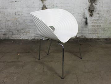 Vitra Tom Vac design stoel wit kunststof stapelbaar chroom, Verzenden, Gebruikt, Kunststof