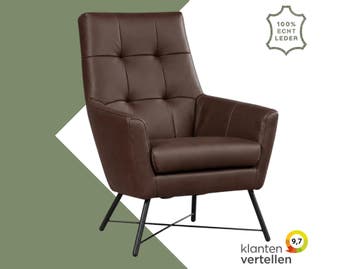 Leren fauteuil Proud - Rancho Brown (bruin), Nieuw, Ophalen of Verzenden, 75 tot 100 cm, Industrieel, Modern
