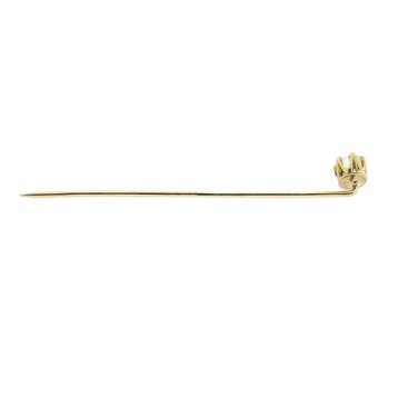 Gouden reversspeld met zirconia, Sieraden, Tassen en Uiterlijk, Broches, Gebruikt, Ophalen of Verzenden, Met edelsteen, Goud