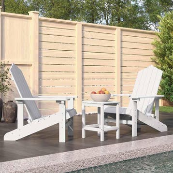 vidaXL Tuinstoelen Adirondack met tafel HDPE wit, Verzenden, Nieuw
