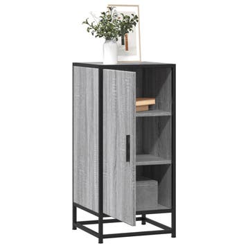 vidaXL Dressoir 35,5x35x76 cm bewerkt hout en metaal grijs, Verzenden, Nieuw, Overige houtsoorten, Minder dan 50 cm