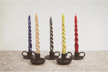 SENZA Twisted Dinerkaarsen Grijs 2 stuks, Ophalen of Verzenden, Nieuw