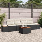 vidaXL Tuin Sofa Set met kussen met opslag 5 pcs Zwart Poly, Verzenden, Nieuw, Rotan