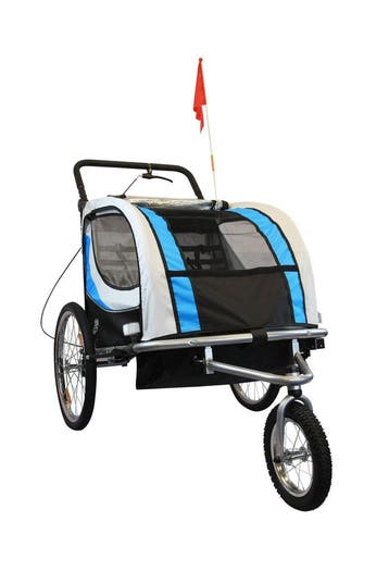 Fietskar 2-zits Blauw | Met Verlichting | Laatste Stuk!, Opvouwbaar, Ophalen of Verzenden, Zo goed als nieuw, Kinderkar