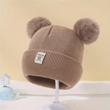 Warme Gebreide Babymuts met Dubbele Pompon - Winter Muts voo, Verzenden, Nieuw