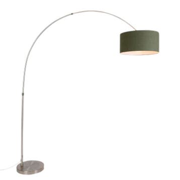 Booglamp staal mosgroene kap 50/50/25 - XL, Huis en Inrichting, Lampen | Vloerlampen, Verzenden, Nieuw, Modern