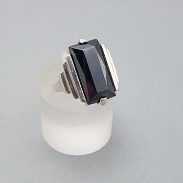 Zilver, Art Deco, Hematiet - Ring, Antiek en Kunst, Antiek | Meubels | Stoelen en Banken