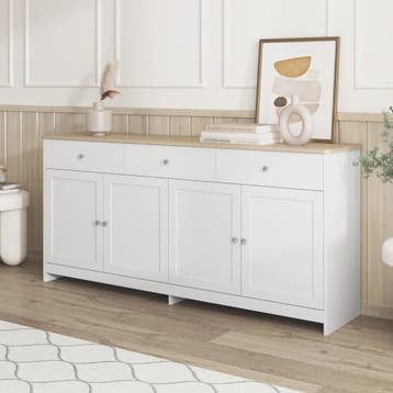 Ruime Buffetkast met 3 Lades en 4 Deuren - Oak Look Blad, Huis en Inrichting, Verzenden, Nieuw
