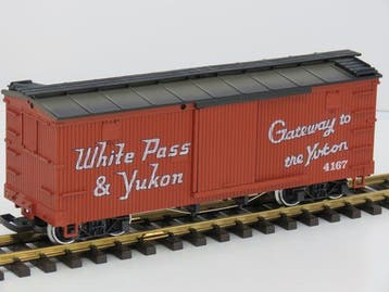 LGB 4167 White Pass & Yukon Boxcar, Metallrader, Hobby en Vrije tijd, Overige typen, Ophalen of Verzenden, Zo goed als nieuw, LGB