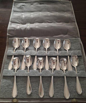 23 BO. Morini Cacciari - Theelepel (12) - .800 zilver - Zet, Antiek en Kunst