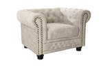 Chesterfield fauteuil 110cm fluweel champagne met, Ophalen of Verzenden, Nieuw