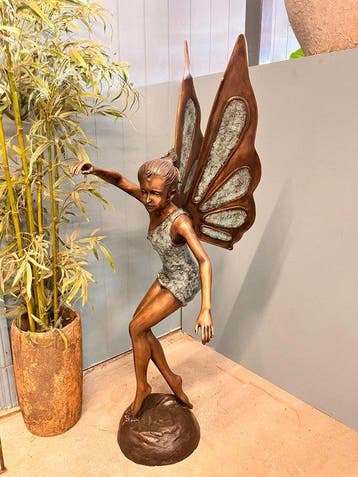 Beeld, Magical Winged Fairy - 150 cm - Brons