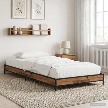 vidaXL Bedframe Oud hout 80 x 200 cm Bewerkt hout, Eenpersoons, Bruin, Verzenden, Nieuw