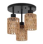 Boho Rotan Plafondlamp – Handgeweven Hanglamp 3 Kappen, Verzenden, Nieuw